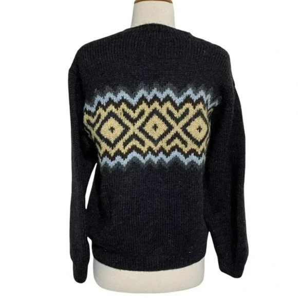 J. Crew oversized XS‎ dark gray& beige crew neck 100% wool sweater - Picture 4 of 5